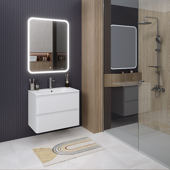 Тумба подвесная ЭСТЕЛЬ 80 /белая/ под раковину Нева / AQUA DE MARCO
